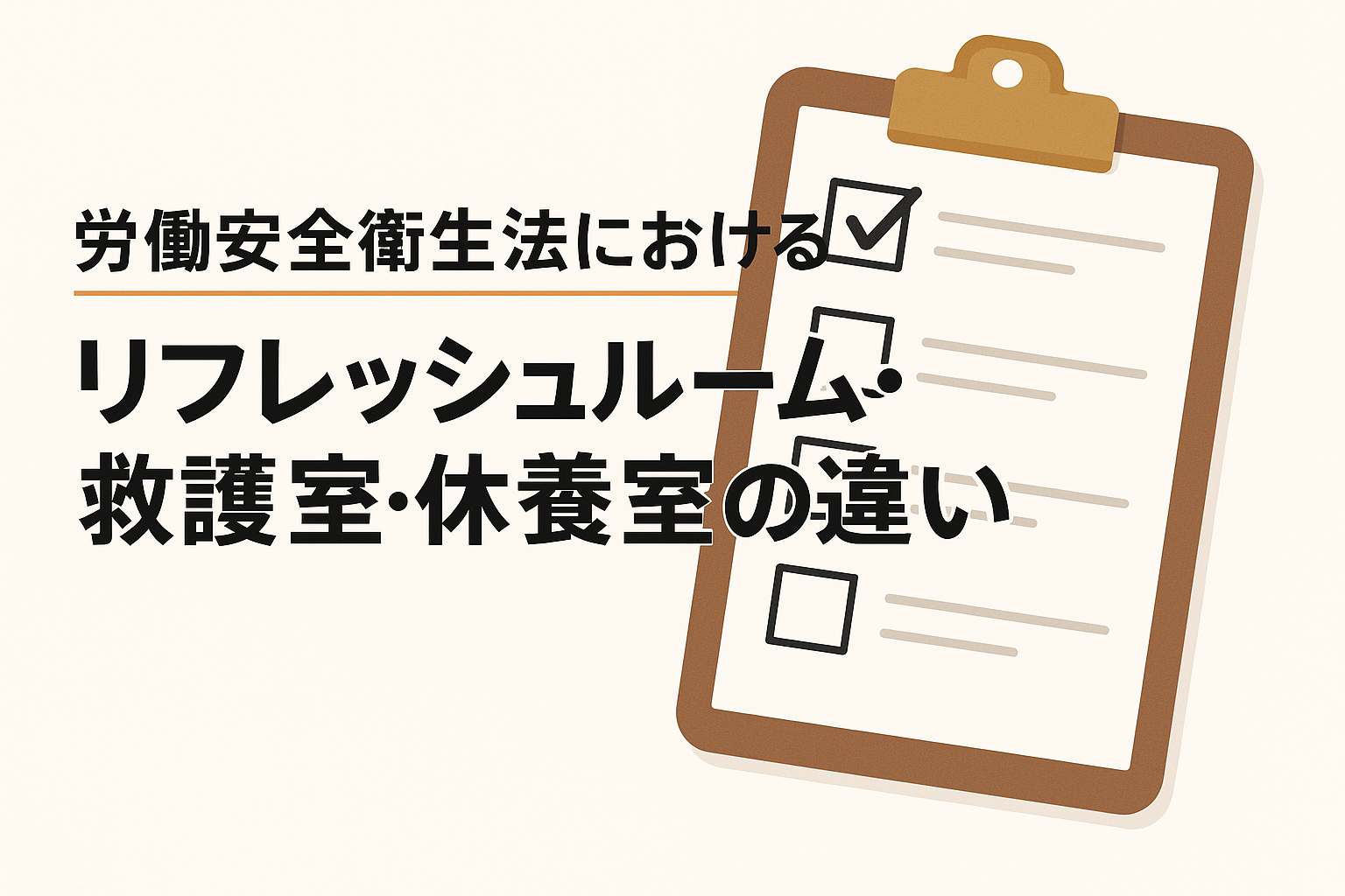 間違えやすい休養室・救護室・リフレッシュスペース　職場の正しい区分と設置基準